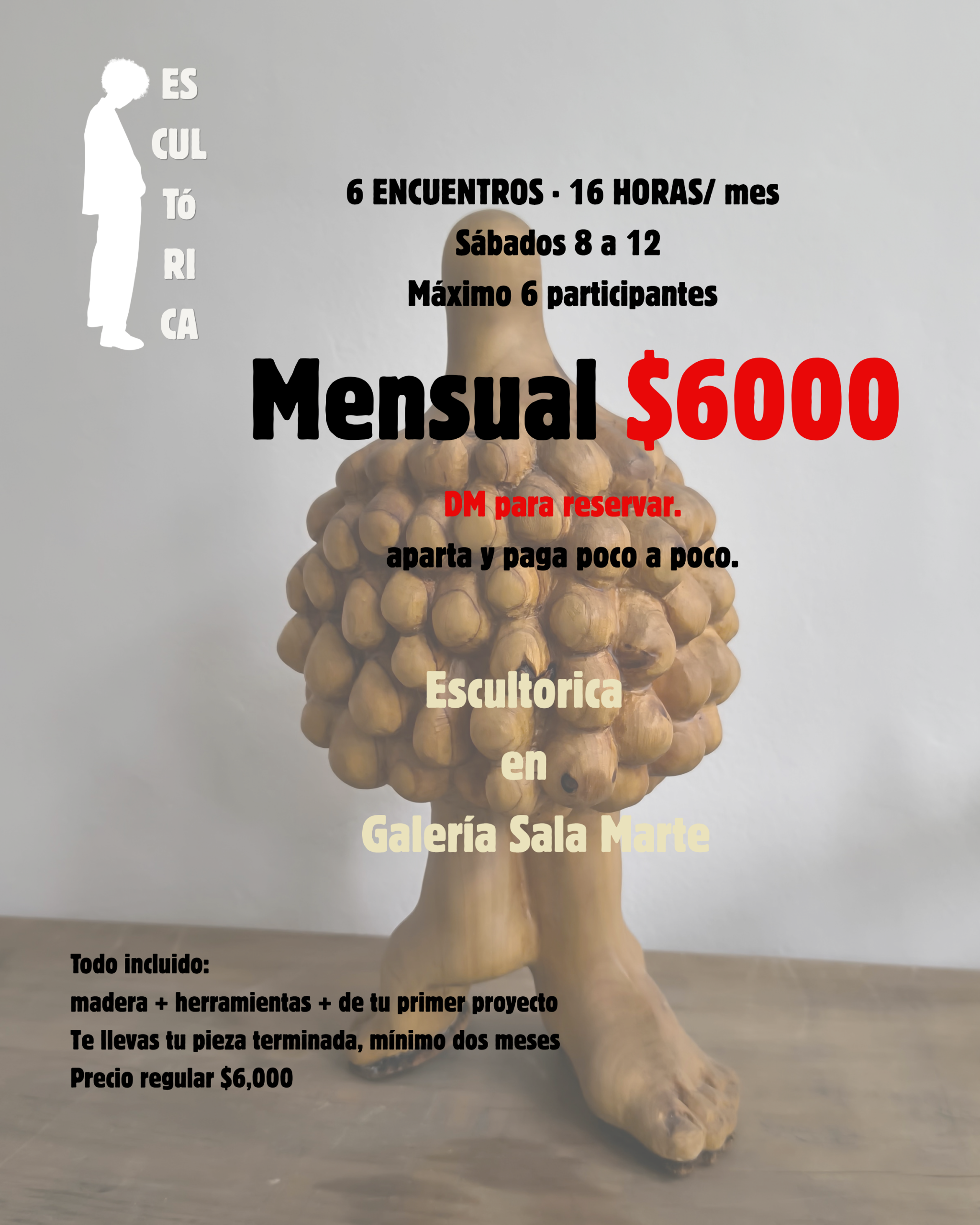Horario y mensualidad del taller de escultura en madera