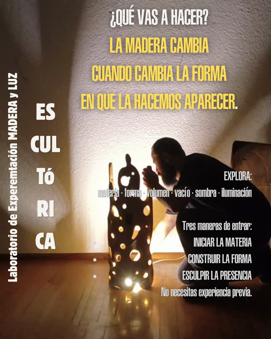 Exploración de madera, volumen y luz